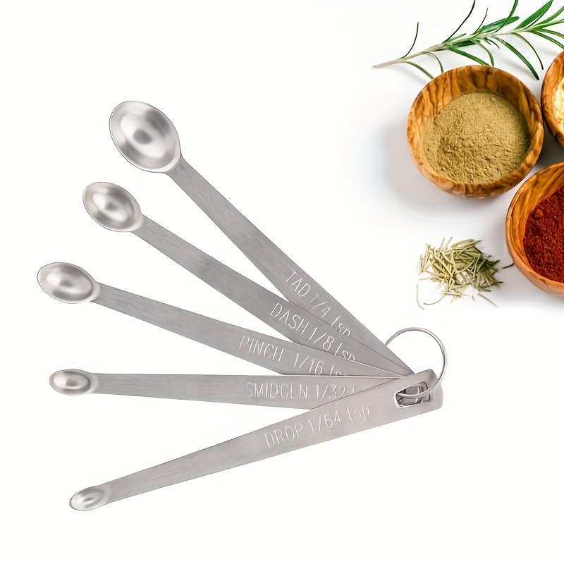 Mini Measuring Spoons 5-Piece Set - Tad, Dash, Pinch, Smidgen, Drop