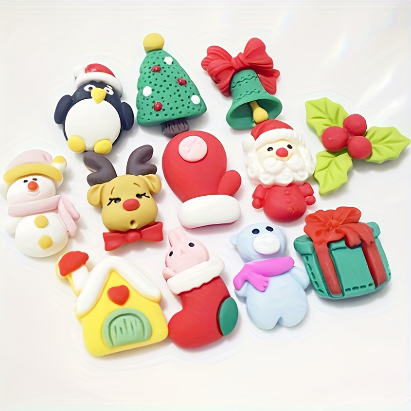 10pcs 3D Christmas Nail Charms Kawaii Christmas Nail Charm Cartoon Santa  Claus Elk Bells Tree Gloves Nail Art Charms for Nails