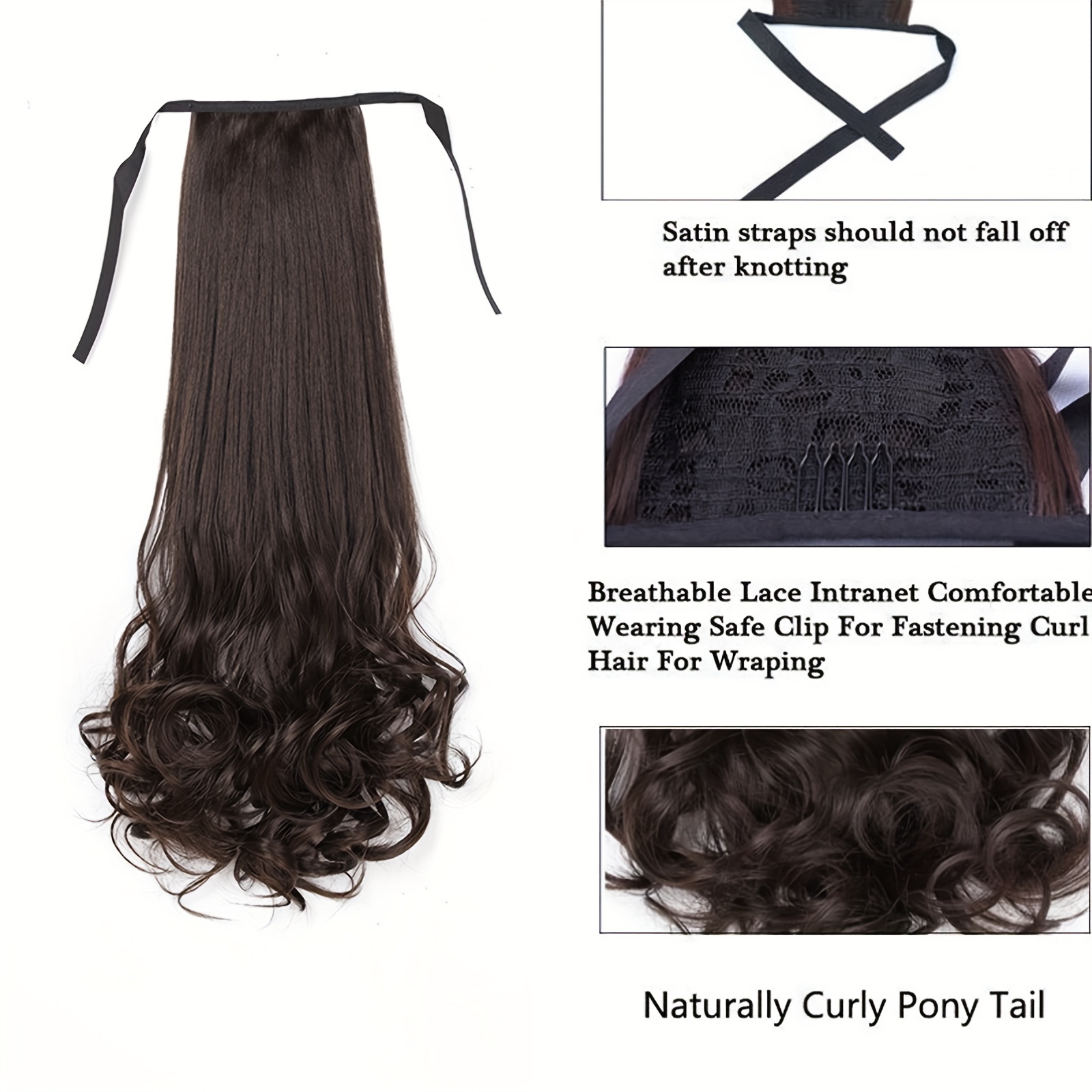 Long Curly Ponytail Extensions Drawstring Hair Accessories for Women