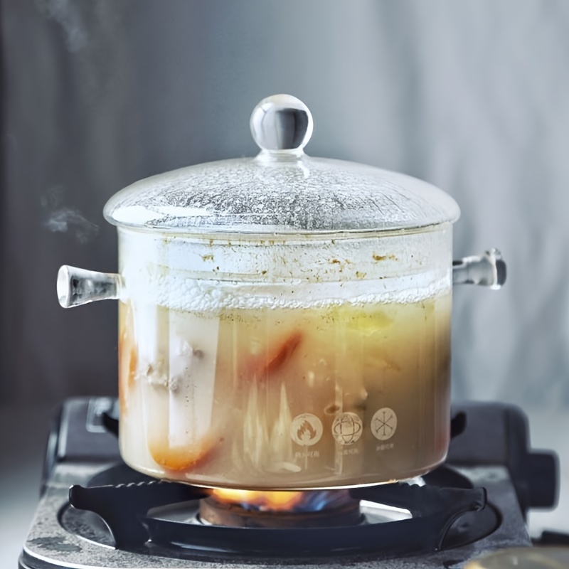Glass Cooking Pot - 1.5l/50oz Heat-resistant Borosilicate Glass Handmade  Cookware Set Stovetop Pot - Safe For Pasta Noodle, Soup, Milk, Tea