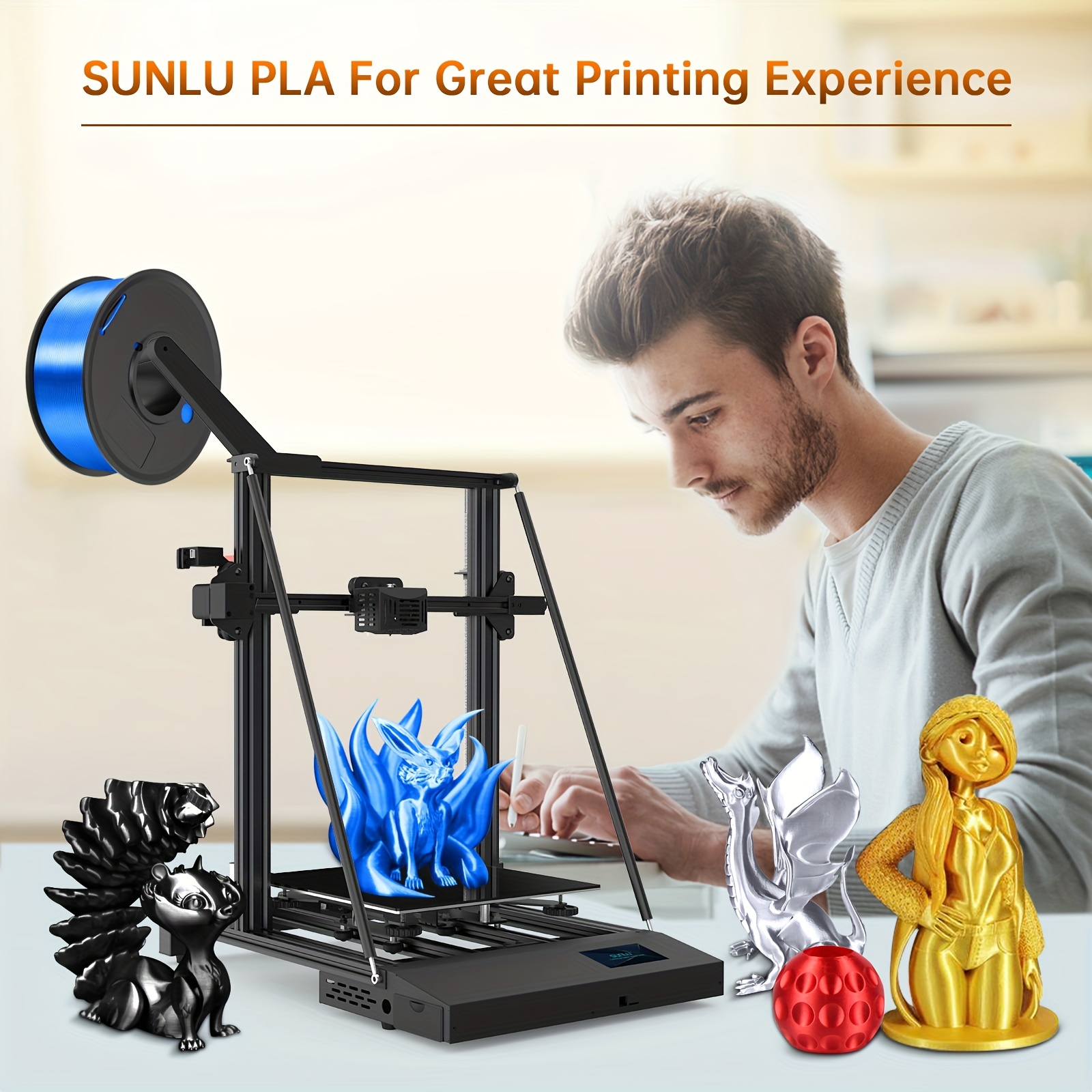 Silk Pla Filament Sunlu Neatly Wrapped Pla 3d Printer - Temu