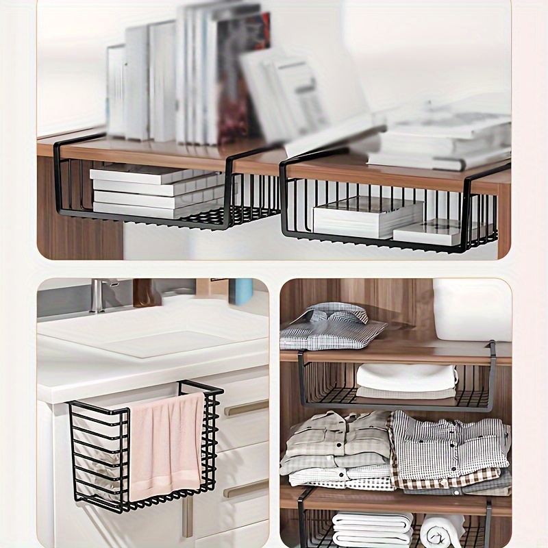 Cabinet Partition Hanging Basket Wardrobe Organizer Storage - Temu