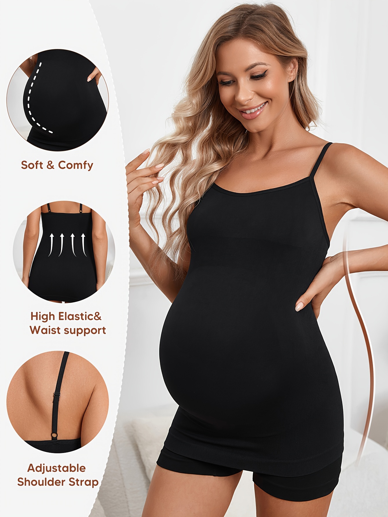Maternity Jumpsuit Sleeveless Spaghetti Straps Bodysuit for Pregnant Women  Fitted Bodycon Maternity Romper