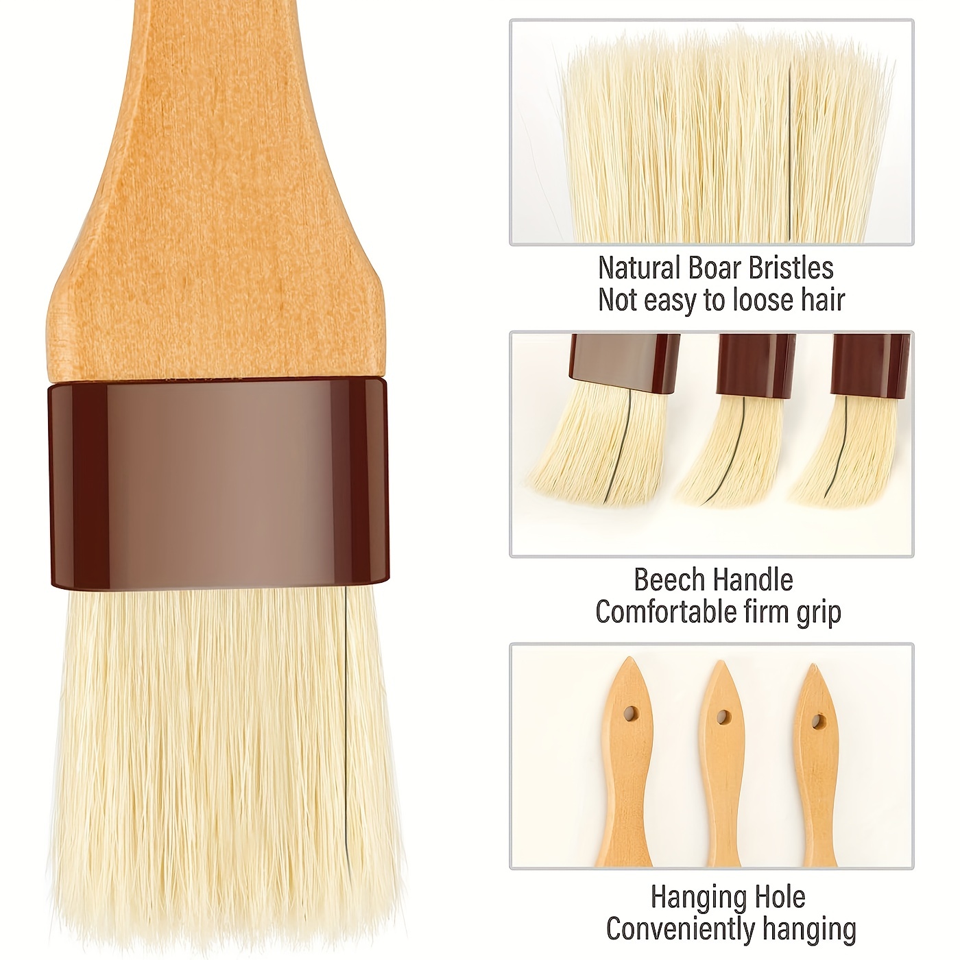 Pastry Brush Boar Bristle Basting Brush Kitchen Oil Brush - Temu