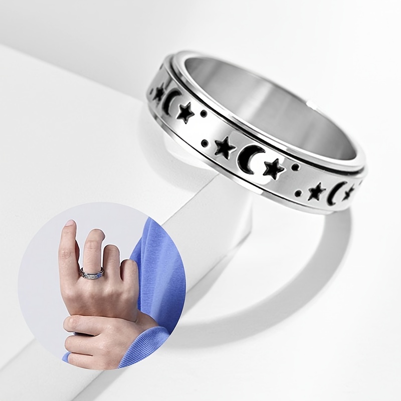 Moon Star Stainless Steel Rotating Ring