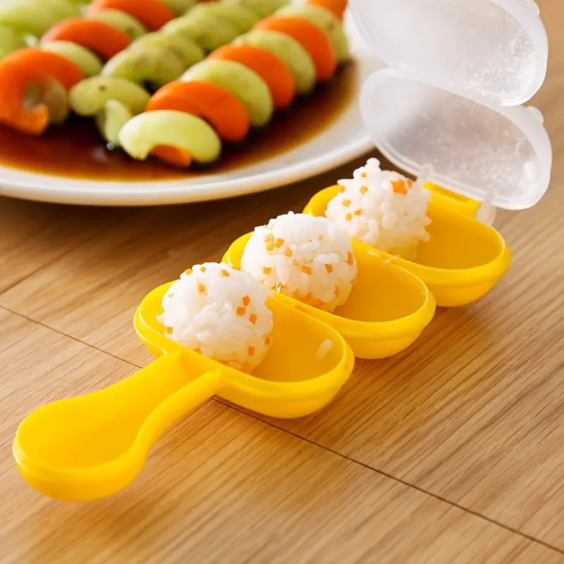2pcs/set Plastic Sushi Mold, Minimalist Yellow Rice Ball Sushi