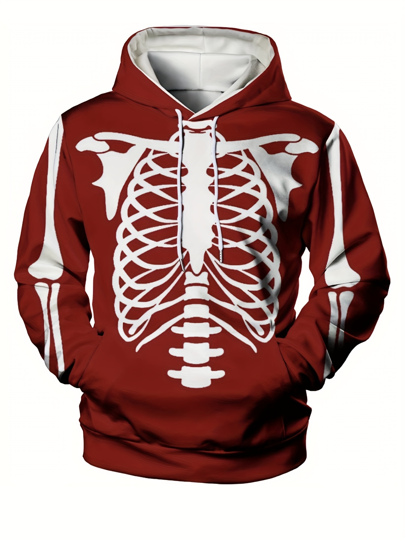 Stylish Skeleton And Letter Pattern Print Men's Graphic Zip Up Drawstring Cotton  Hoodie Without Tee - Temu