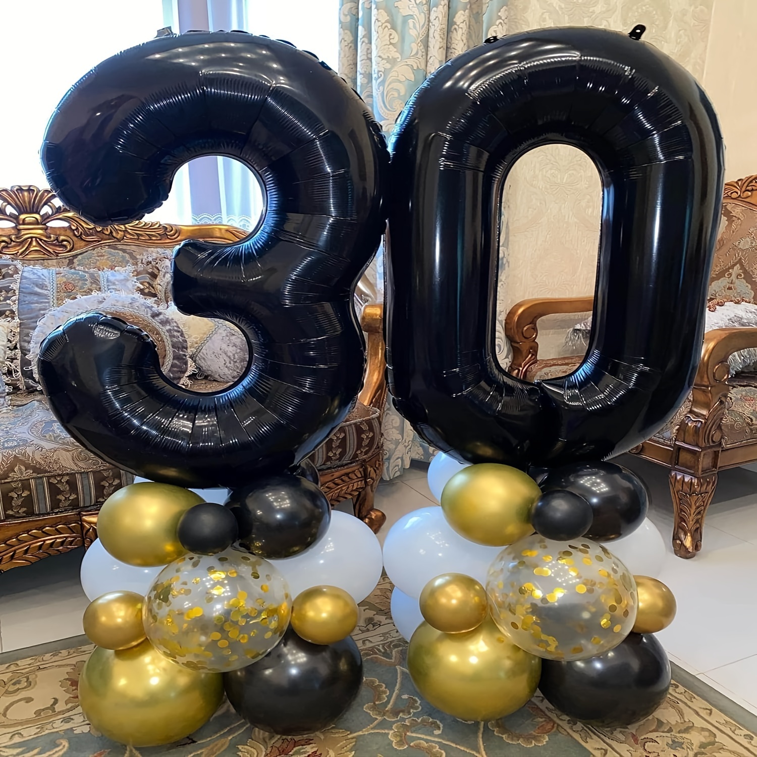 Decoraciones de cumpleaños número 30, suministros para fiestas, globos de  30 cumpleaños color oro rosa, globo de Mylar número 30, decoración de  globos