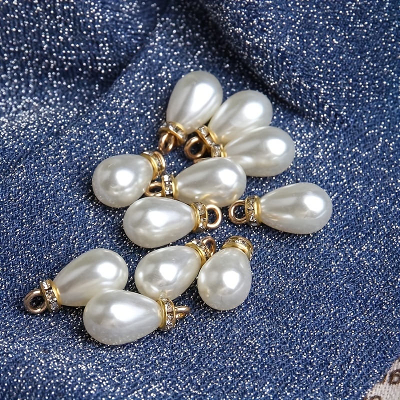 20pcs White Imitation Pearl Charms Pendant with Rhinestone DIY Jewelry, Jewels Earrings Bracelets Making,Temu