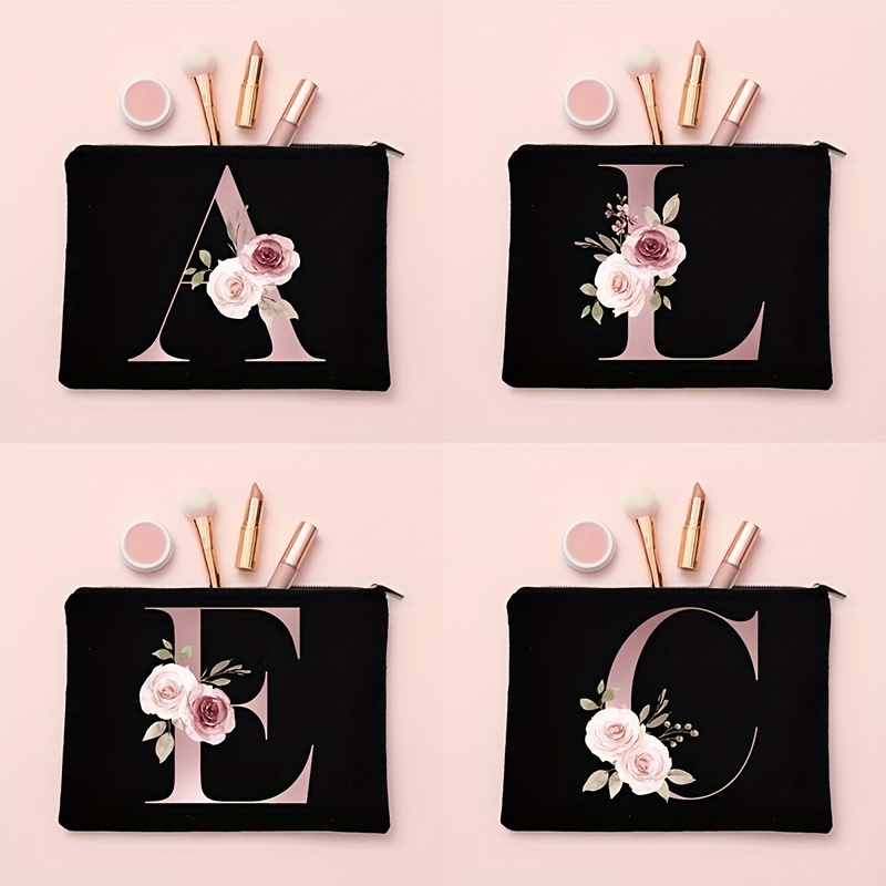 Floral A z Letter Print Makeup Bag Bridesmaid Makeup - Temu