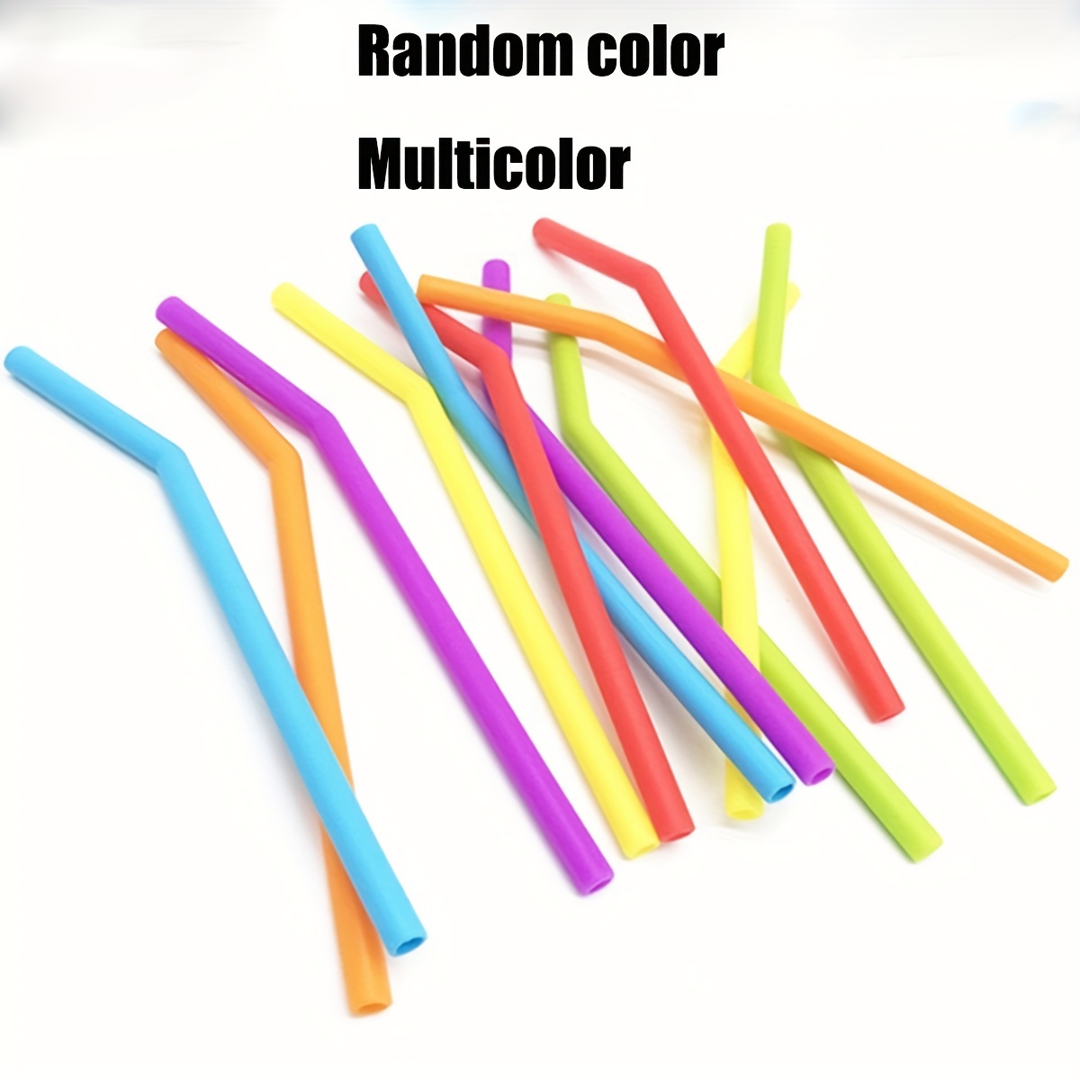 6pcs Rainbow Silicone Straws Large Straight Fine Reusable Straws