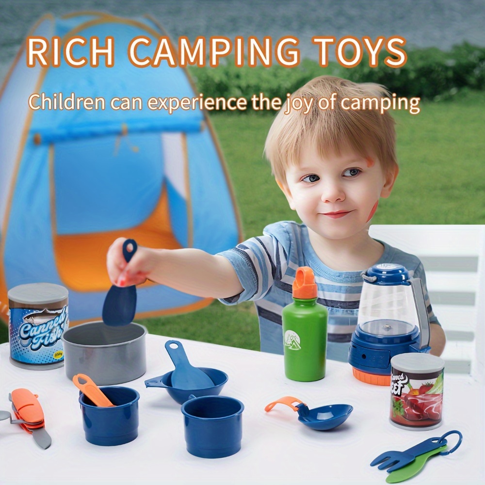 Ensemble de tente de camping pour enfants, ensemble de jouets de feu de  camp en plein air pour les tout-petits Enfants garçons filles - Jeu de  cuisine Ensemble de nourriture, Cadeaux de
