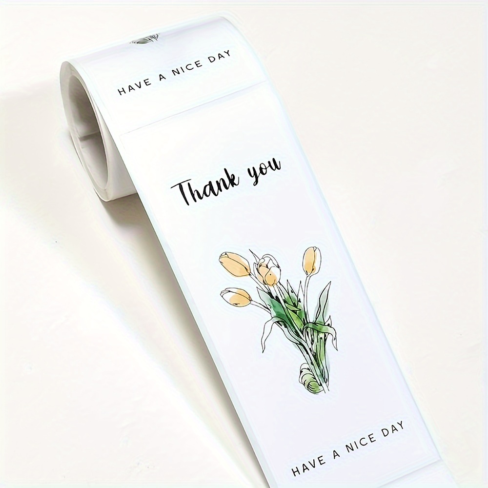 

50pcs/roll Tulip Rectangular Sealing Stickers, Gift Packaging Box Decorative Labels, Thank You Stickers