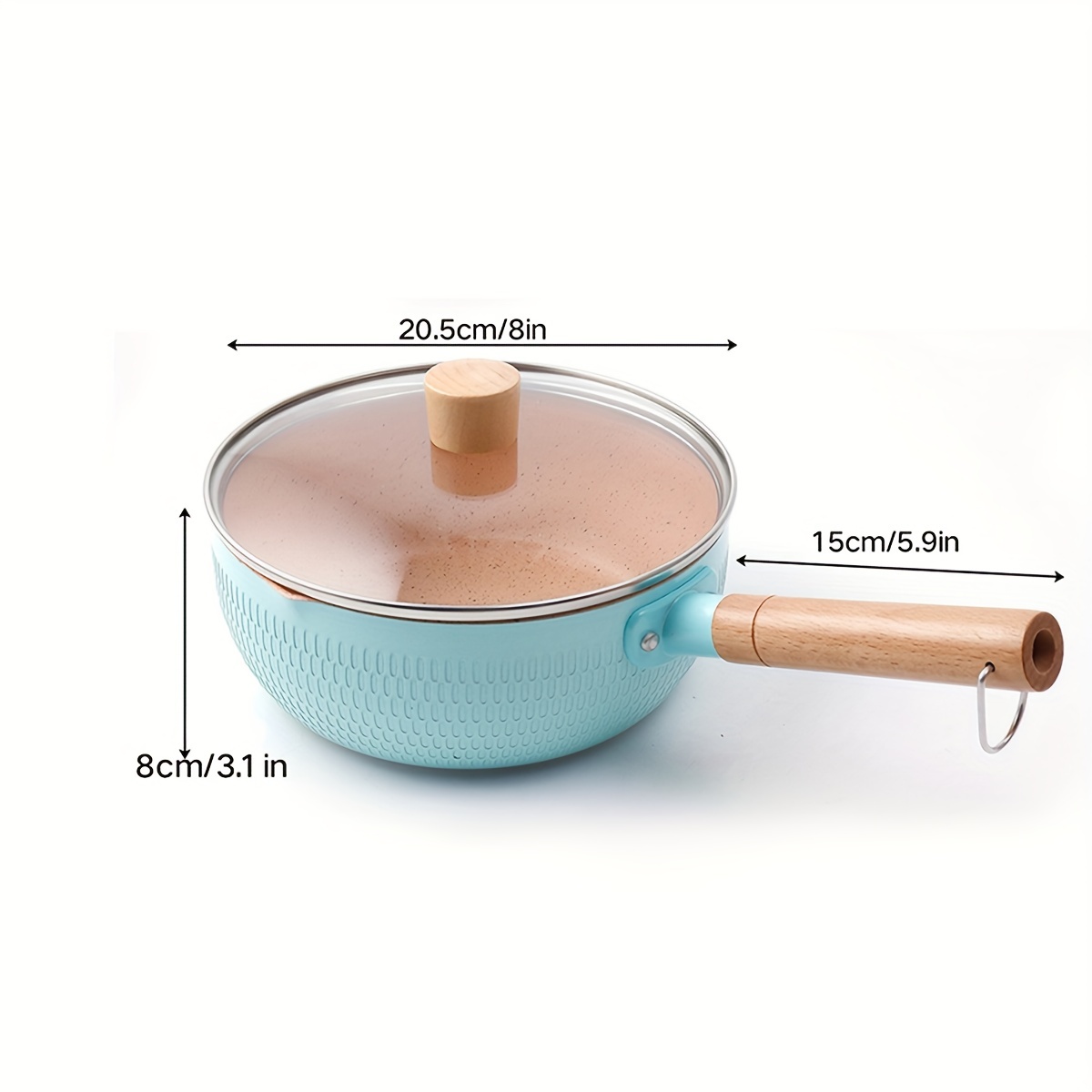 Japanese Non-Stick Frying Pan Saucepan with Wooden Handle Flat