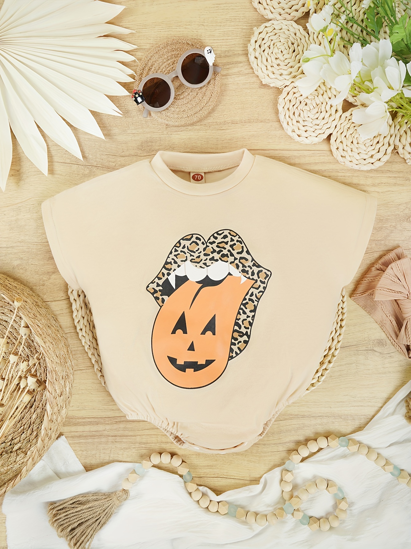 Baby Girl Halloween Print Cute Comfy Cotton Romper Kid's - Temu