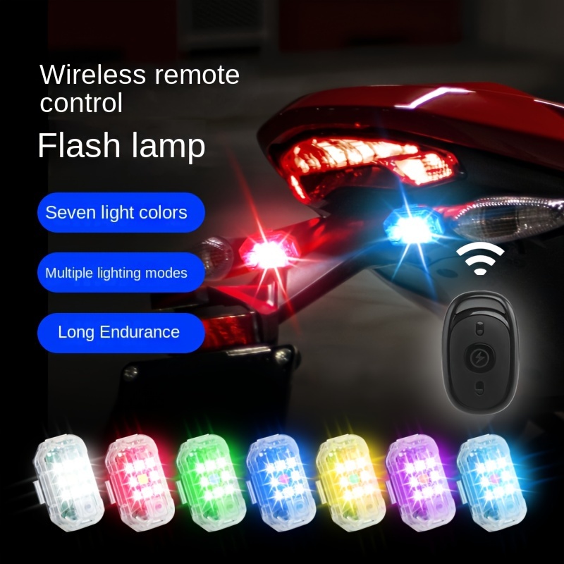  LED Strobe Light for Motorcycle, 7 Colors Rechargeable Remote  Control LED Lights for Cars Bike Truck Scooter Mini Aircraft Drone  Anti-Collision Warning Night Signal Lamp Flashing Indicator Waterproof :  Musical Instruments