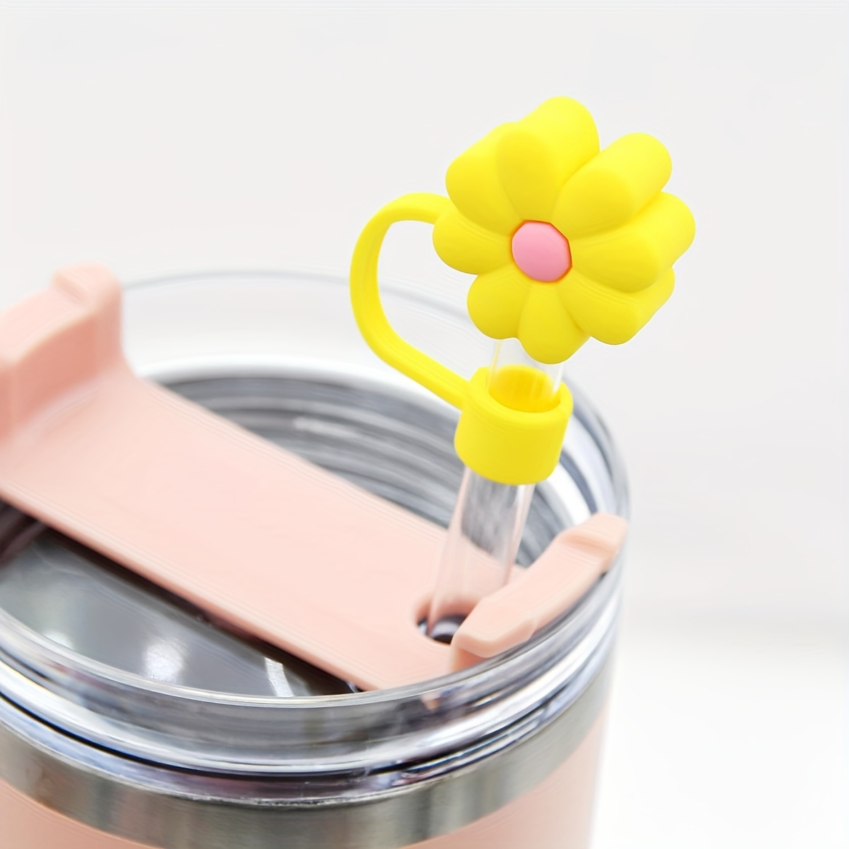 5pcs Straw Tips Cover, Reusable Straw Toppers, Cute Cartoon Flower Silicone  Straw Sleeve Caps, Decorative Straw Caps, For Party Favor Bags,Birthday