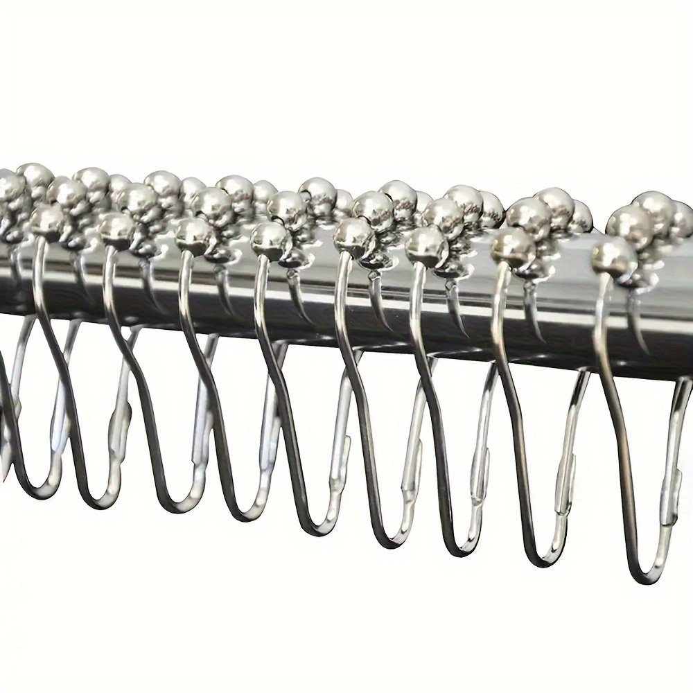 12pcs Stainless Steel Shower Curtain Hook Rings - Temu Canada