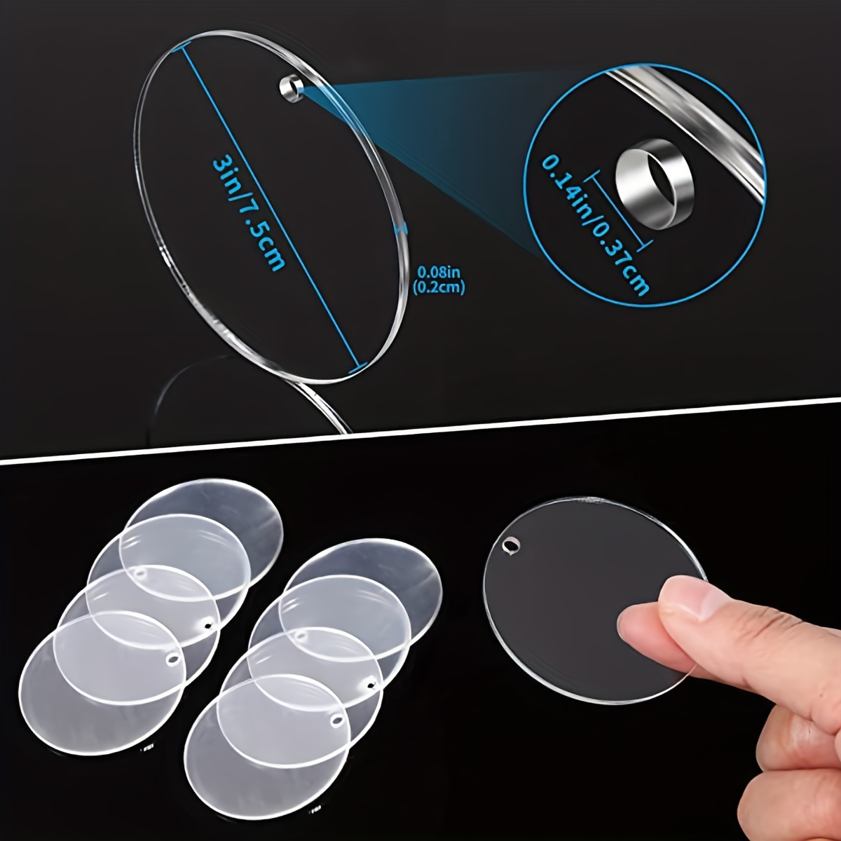 Temu Acrylic Thick Keychain Blanks Transparent Round Acrylic Keychain with Hole Clear Circle Acrylic Blanks Ornaments Acrylic Discs for DIY Keychain