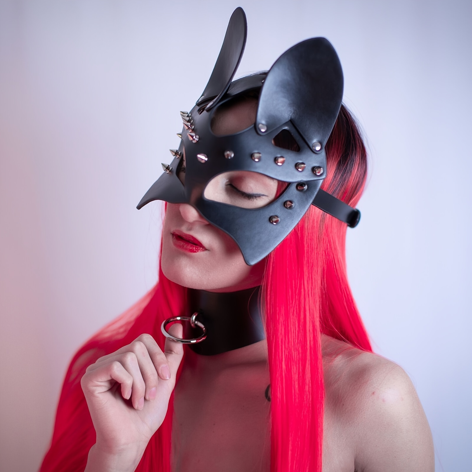 Sexy Bondage Blindfold Mask, Punk Halloween Cosplay Studded Decor Costume  Leather Face Shield, Women's Sexy Lingerie & Underwear Accessories - Temu