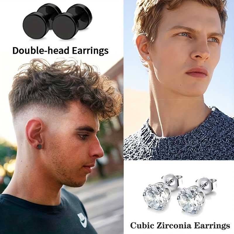 24pcs Set Men's Punk Creative Stainless Steel Earrings