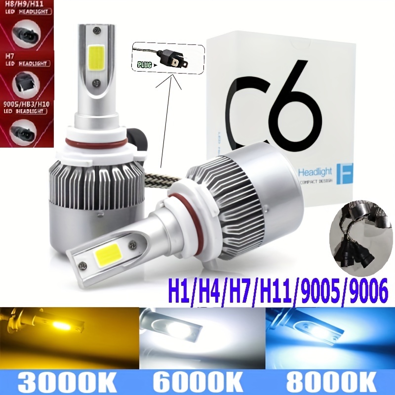 Comprar 2 bombillas LED H1 H3 para coche, luz antiniebla superbrillante de  alta potencia, 24 chips 4014 SMD 12V 6000K
