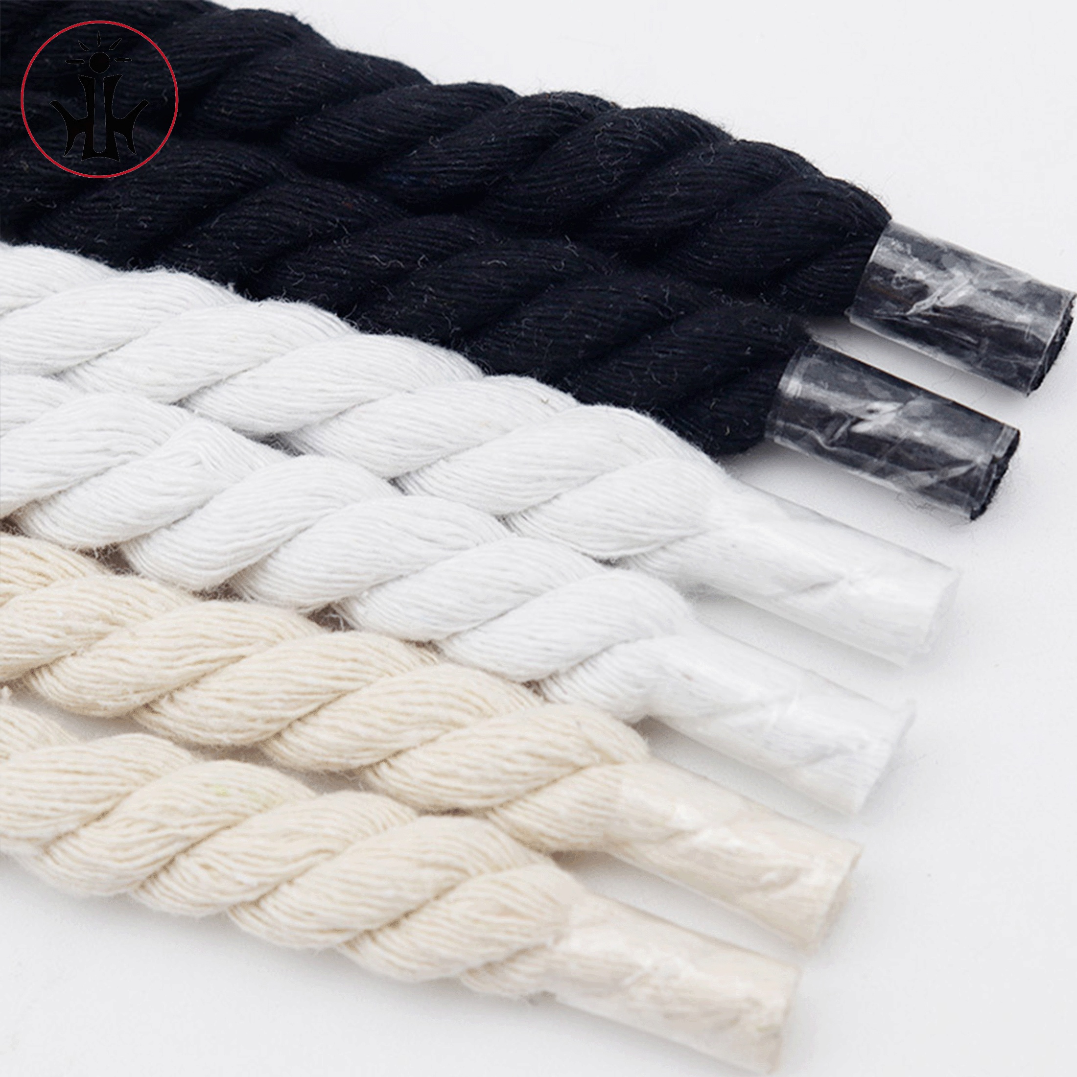 Decor 2pcs Hand-woven Rope Thickened 1cm Round Solid Color Three-strand  Cotton Rope Rope Shoelace Decoration (120cm) Shoe Laces Woven Shoelaces  Shoes