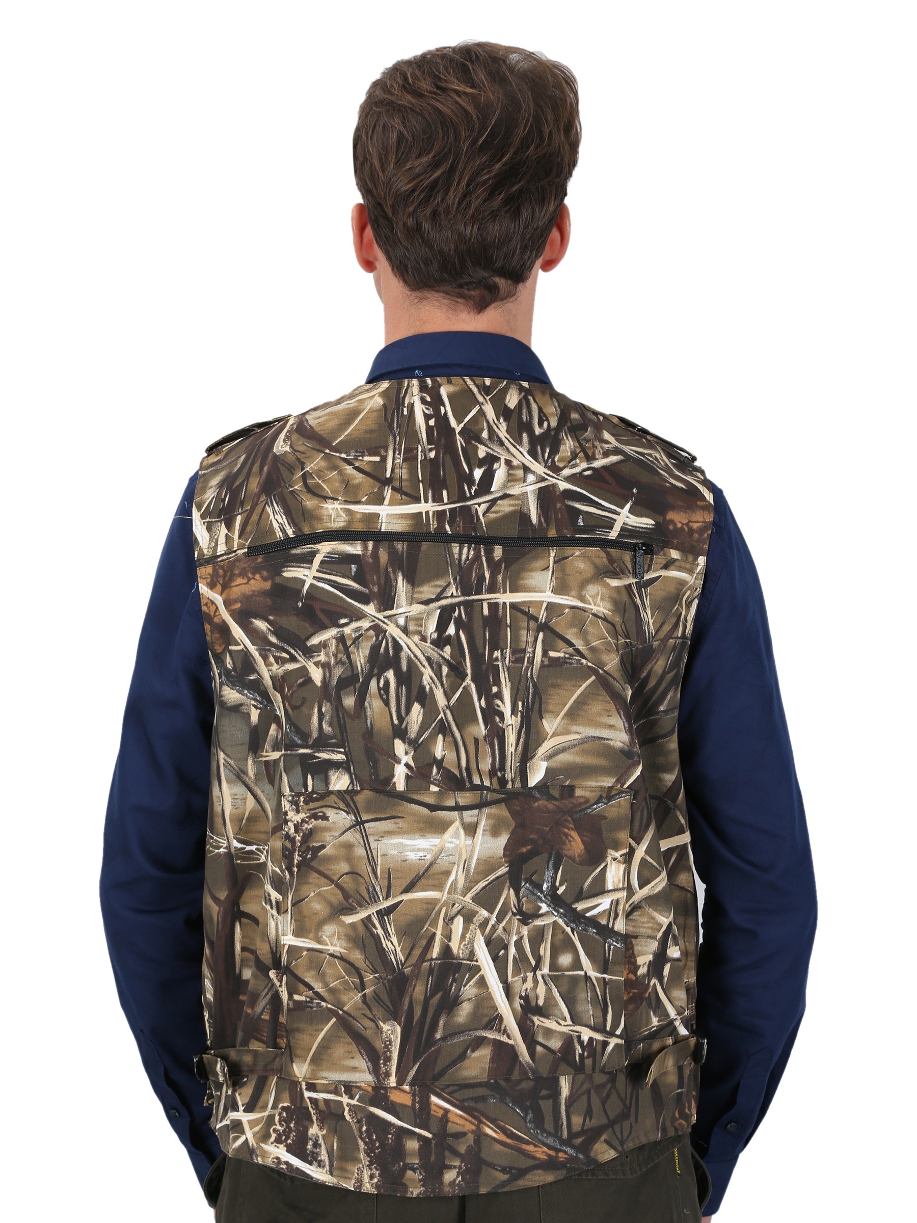 Chaleco de pesca con múltiples bolsillos para hombre, chaqueta