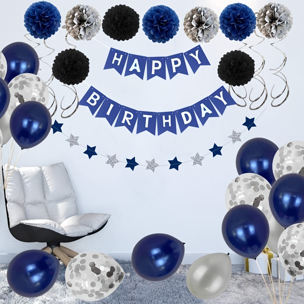 Set, Decorazioni Di Compleanno Uomo Blu Decorazioni Per Feste Di Compleanno  Per Uomini Donne Ragazzi Grils
