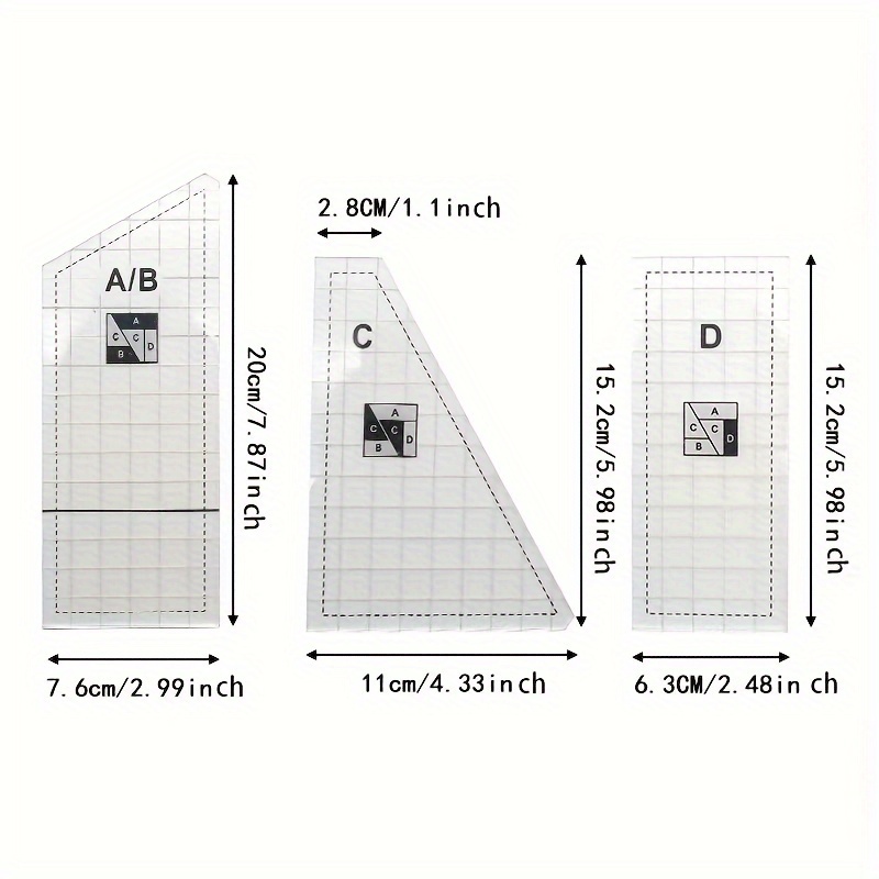  Quilting Cutting Template - Acrylic Quilt Templates for  Quilting Sewing Cutting Patterns, Quilting Rulers and Templates for Sewing  Machine Cutting Mats, Arts and Crafts (4pcs) : Arts, Crafts & Sewing