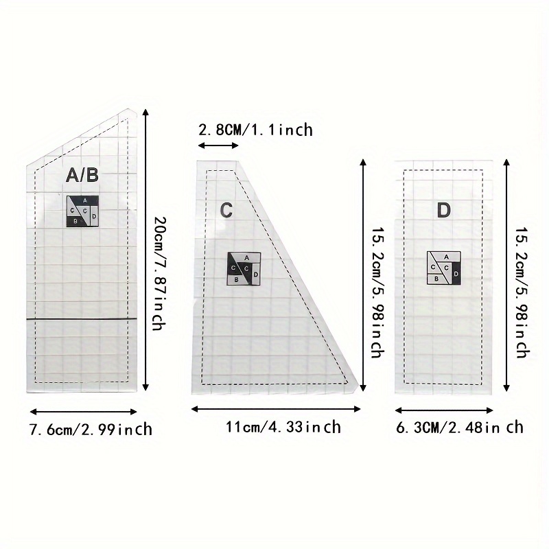 Quilting Rulers and Templates, 5Pcs Creative Quilting Cutting Template  Quilt Templates Acrylic for Cutting Patterns, Quilt Ruler Set Quilting  Supplies