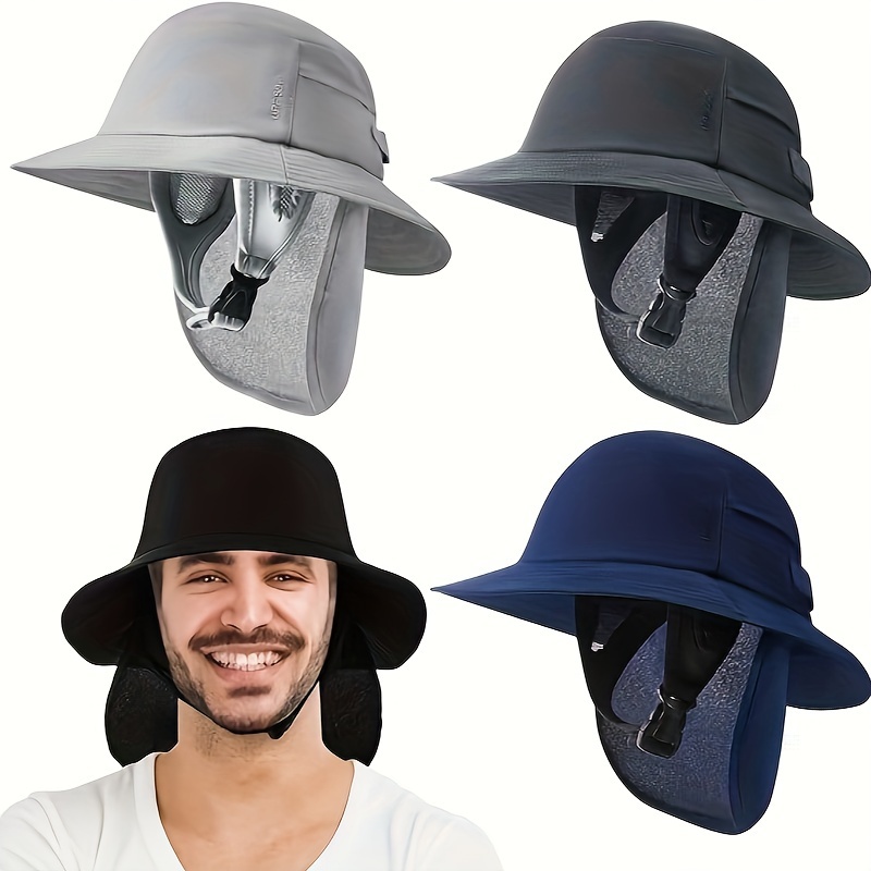 4pcs Retro Surf Bucket Sun Hats With Chin Straps For Surfing, Boating, And Water Sports For Men And Women