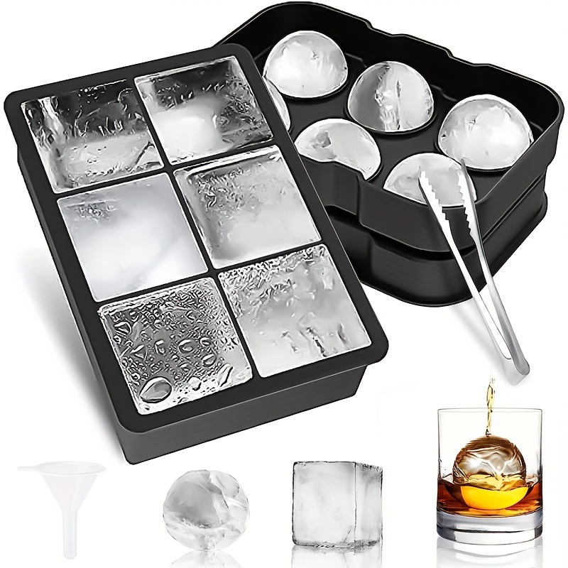 2PACK Ice Maker Large Cube Square Tray Molds Whiskey Ball Cocktails  Silicone Big