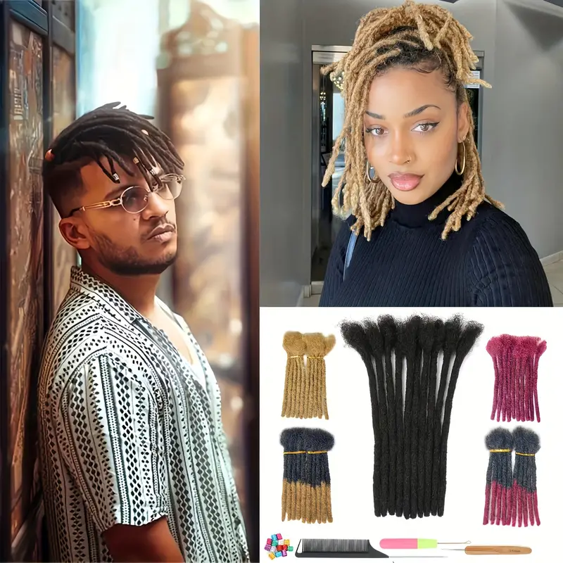 100% Human Hair Dreadlock Extensions With Needles And - Temu