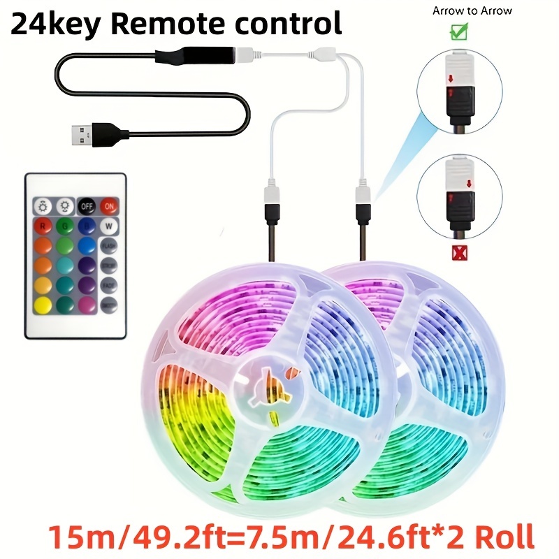 24.6ft Bedroom RGB String Lights with Remote Control LED Light Bar