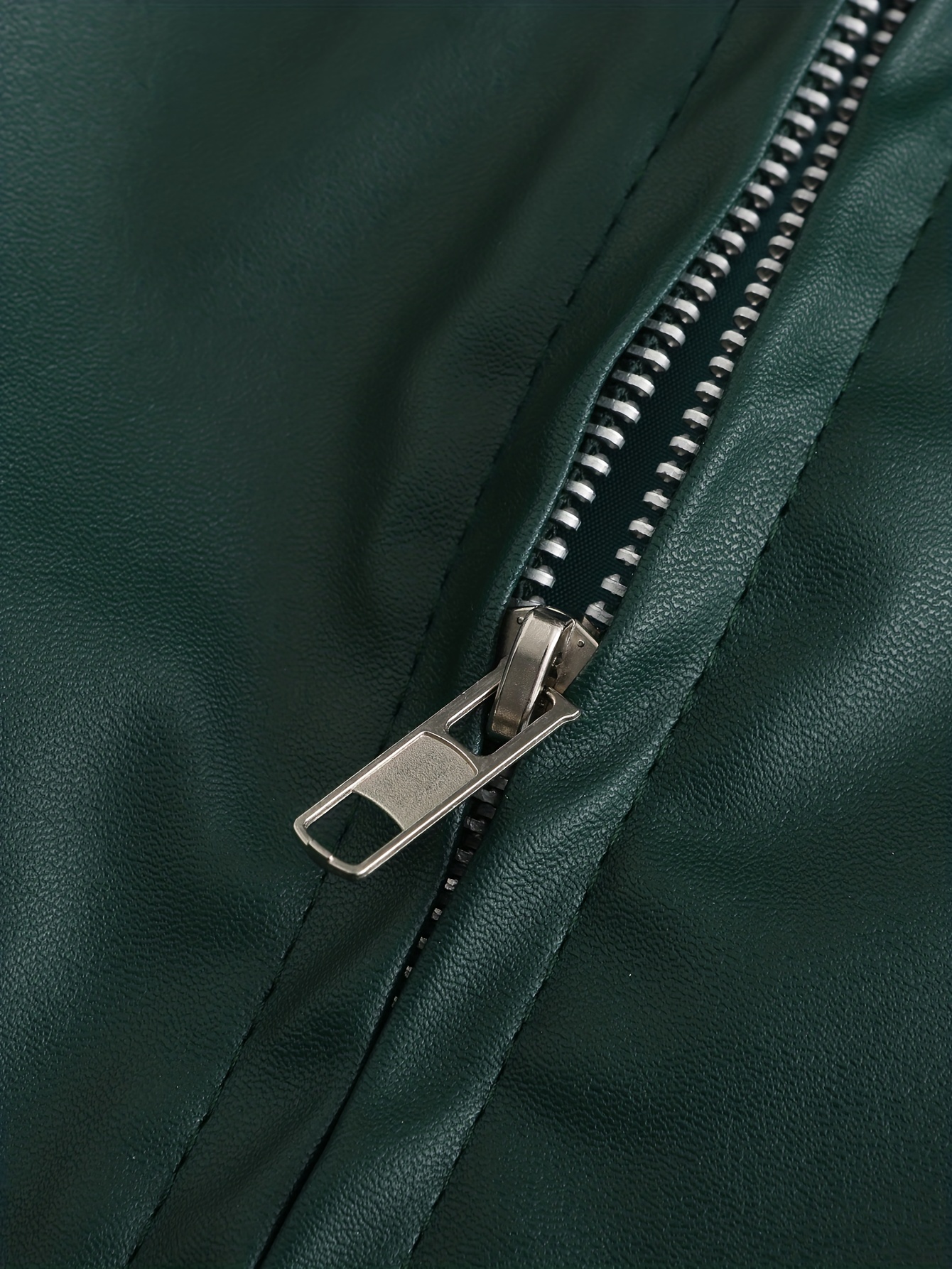 Zipper Pockets Pu Jacket, Men's Casual Solid Color Zip Up Stand