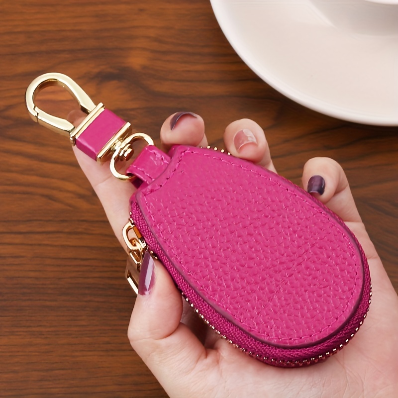 Pink Leather Key Pouch