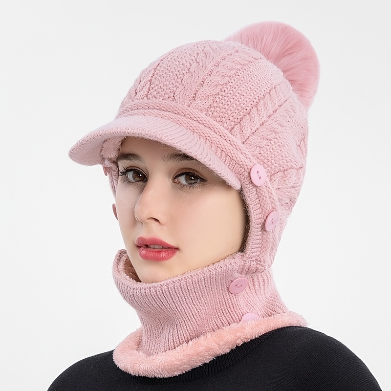 Warm Stylish Winter Beanie Hat Short Brim Women Thermal - Temu Canada