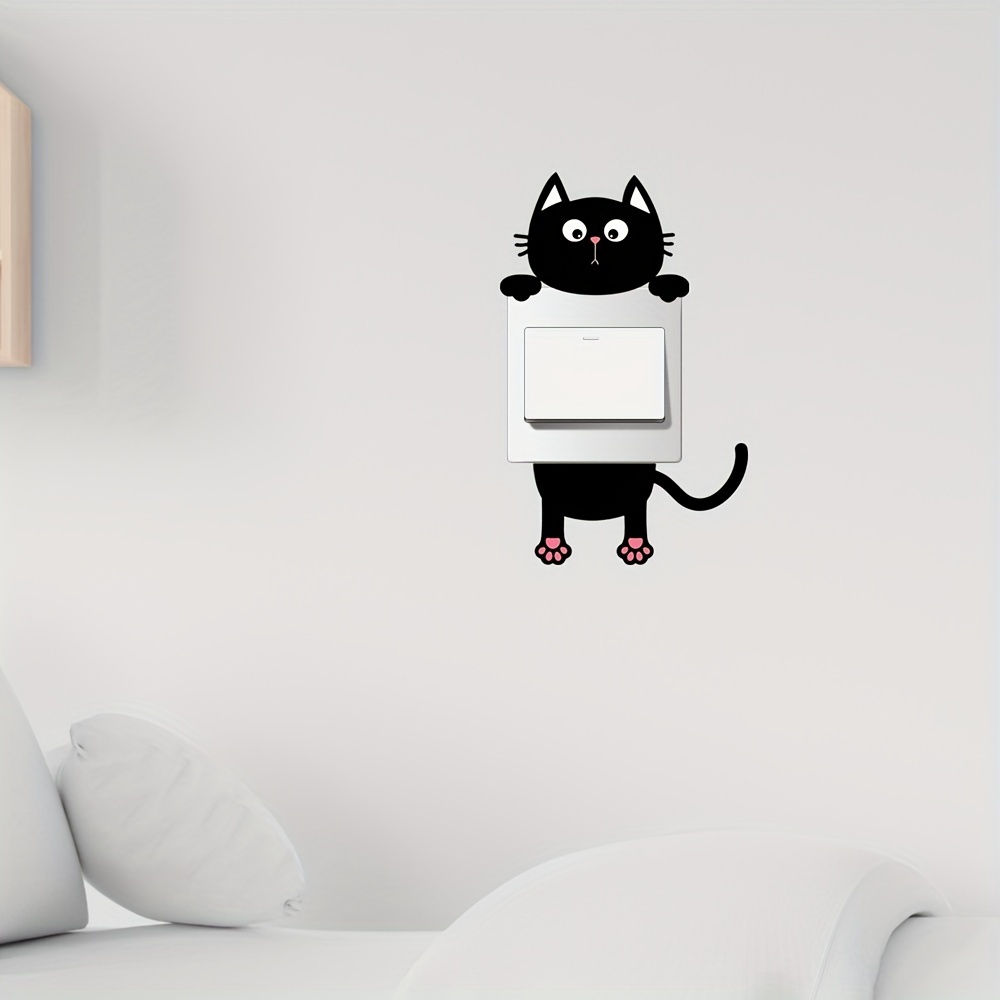 Cute Cat Wall Sticker Self Adhesive Bedroom And Living Room Switch ...