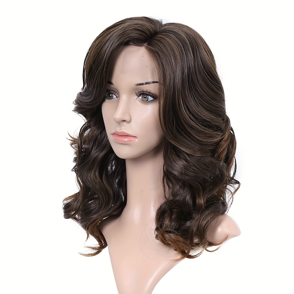 Long curly side part shop lace front synthetic wig