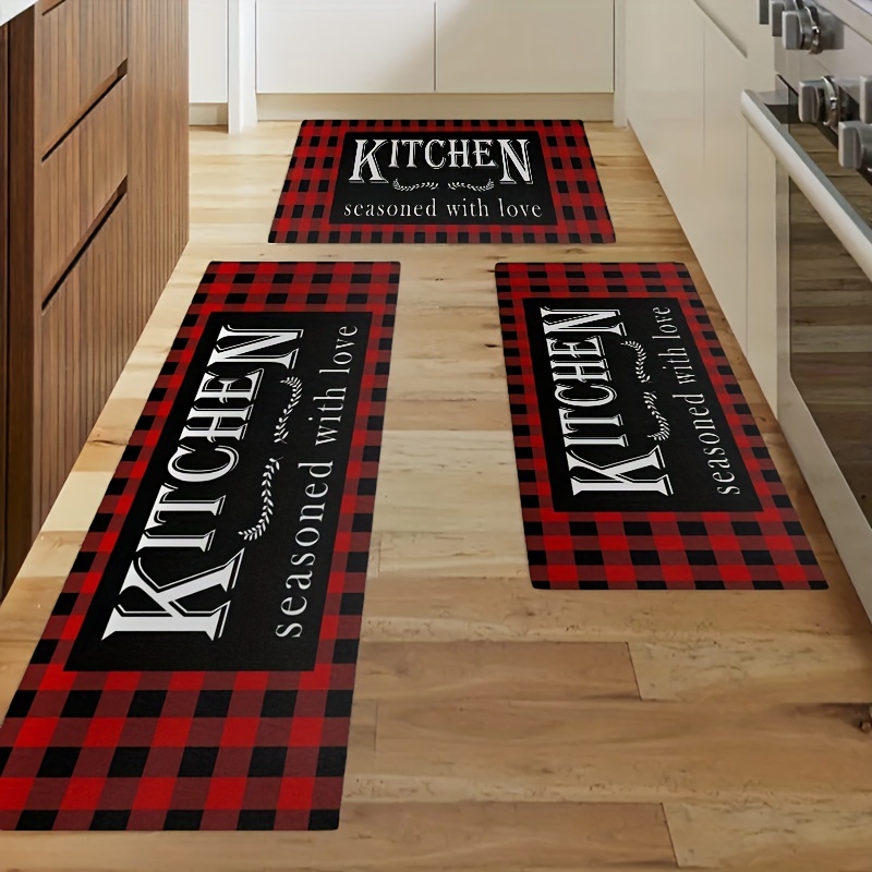 Buffalo Plaid Kitchen Rugs and Mats Non-Slip, Washable, Absorbent Stain  Resistant,Durable and Easy to Clean,Anti Fatigue for Kitchen, Sink, Office