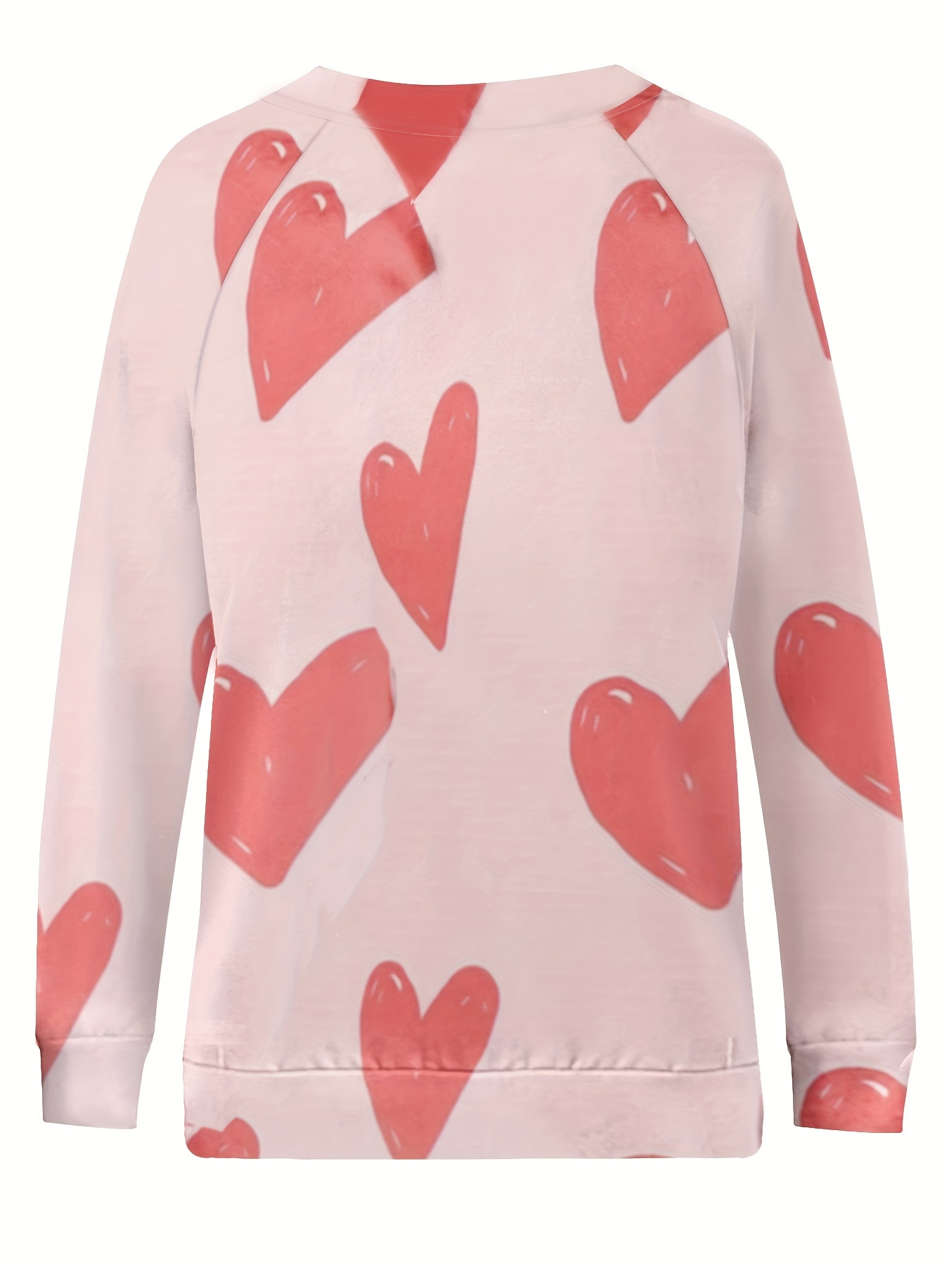 Heart Print Pullover Sweatshirt, Casual Long Sleeve Crew Neck Sweatshirt  For Spring & Fall, Women's Clothing - Temu Germany