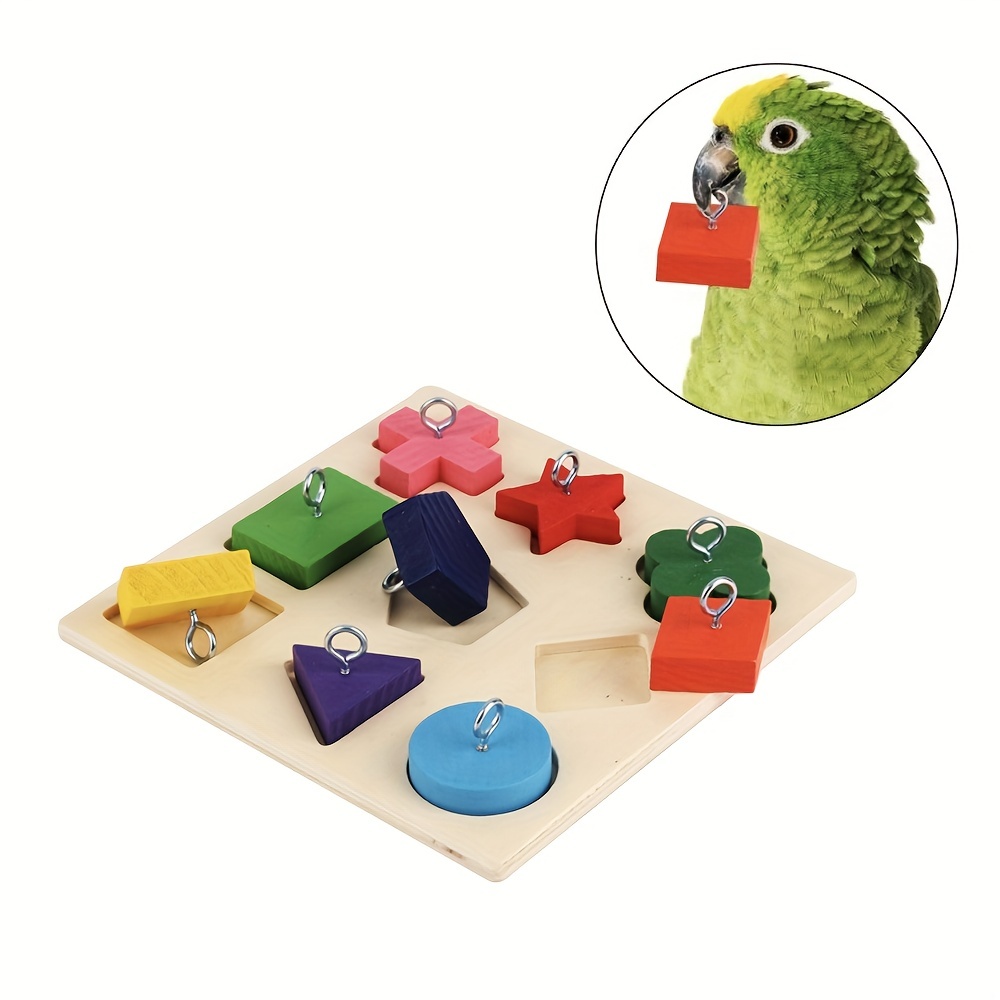 9 Shapes Pet Educational Parrot Toy Interactive Training Colorful Board