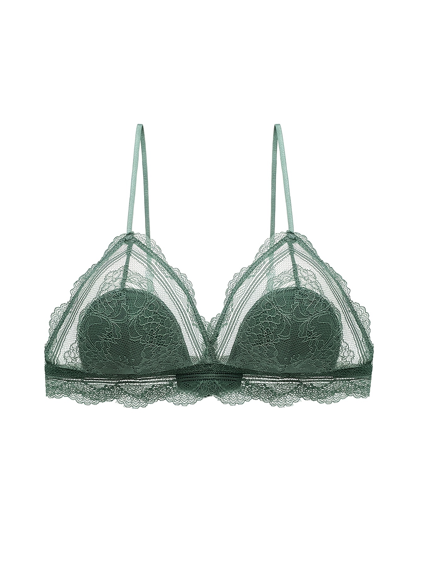 Floral Lace Wireless Bras Comfy Breathable Triangle Cups Bra - Temu