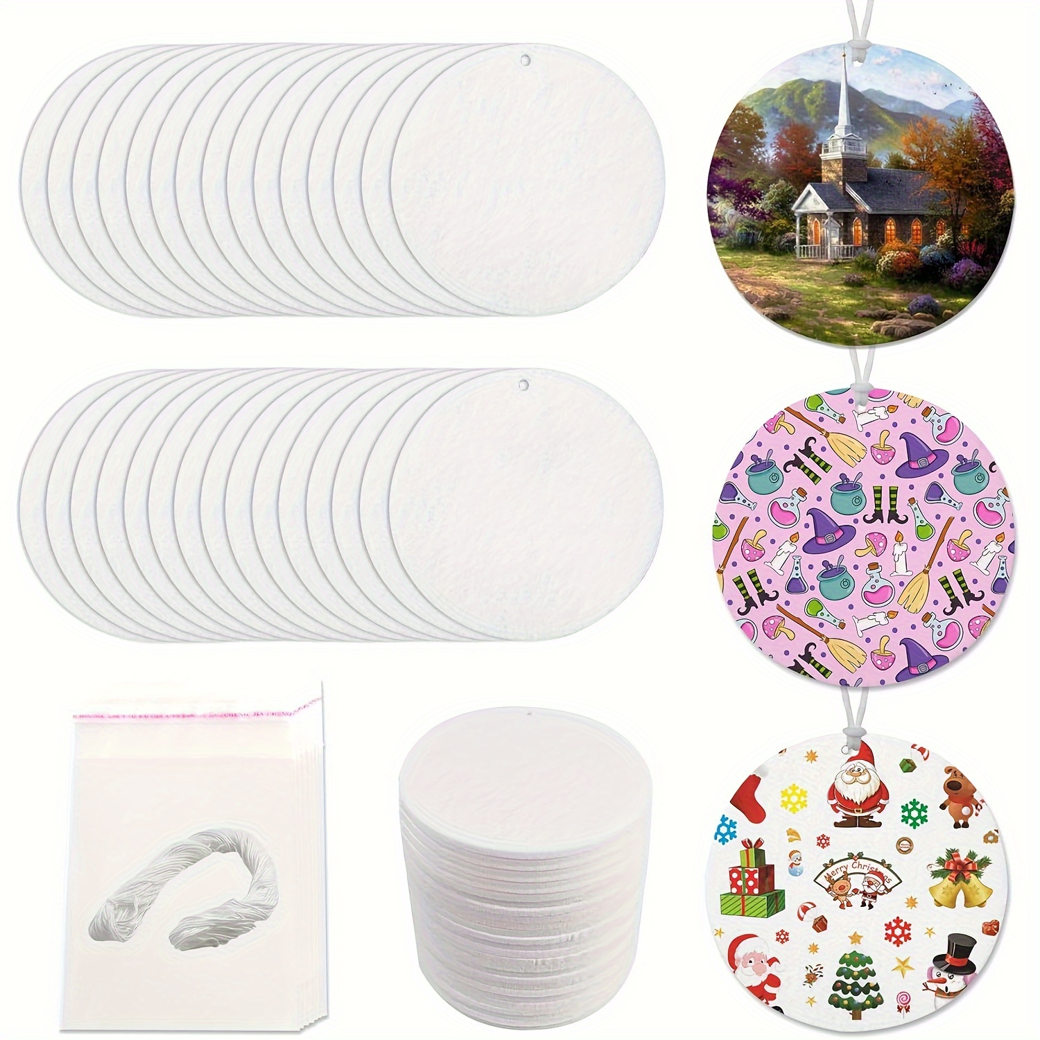 20/50pcs Sublimation Car Air Freshener Blanks, Car Hanging Accessories, DIY  Car Accessories Crafts White Sheets With Elastic Strings