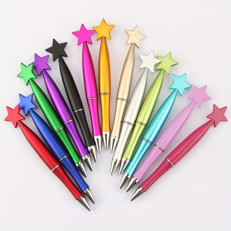 

4pcs/9pcs Star Decor Ballpoint Pen Creative Glitter Star Plastic Ballpoint Pen 1.0mm Black Refill Office Signature Ballpoint Pen For Students