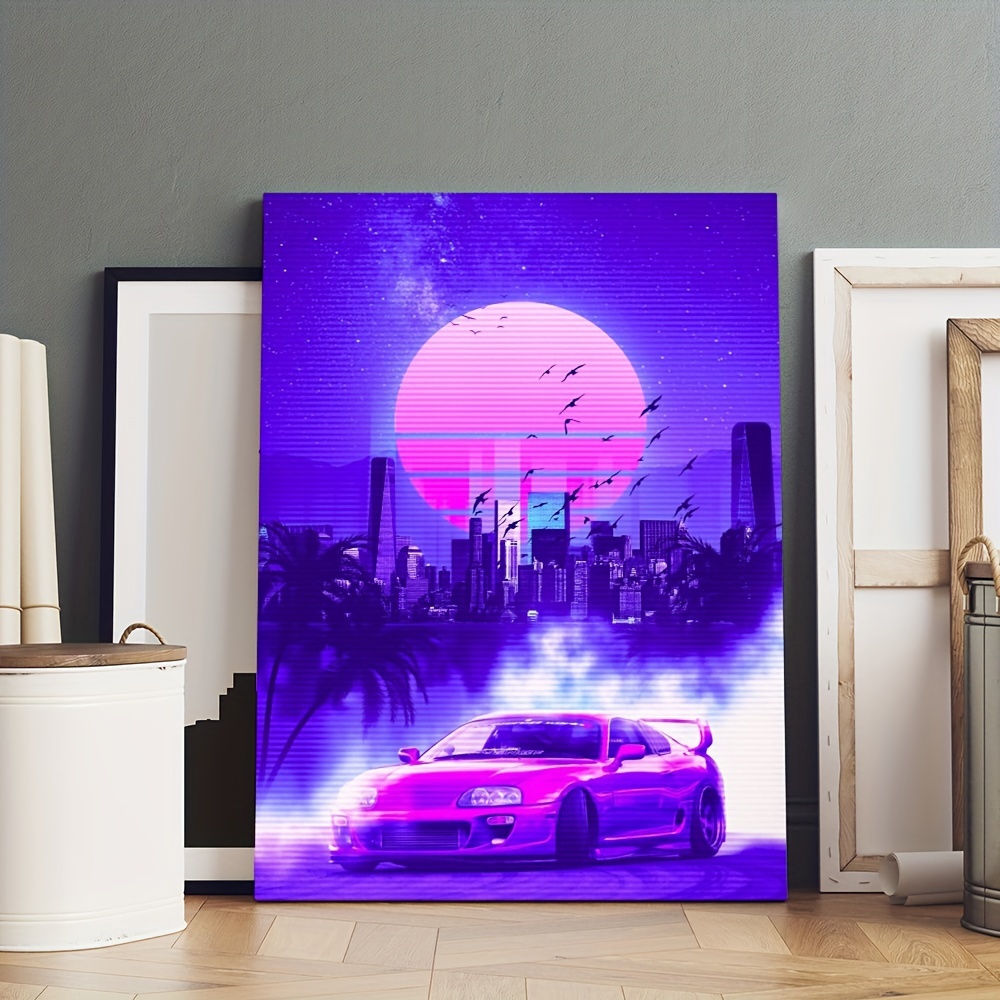 1pc Framed Modern Canvas Painting Racing Car Painting On Canvas Wall Art Classic Supercar Artwork Wall Painting For Bathroom Bedroom Office Living Room Home Wall Decor Halloween Ideas Gift