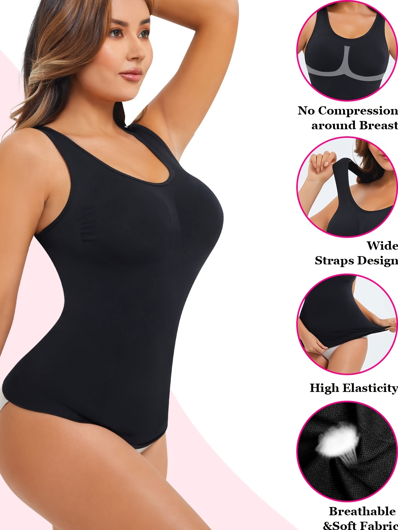 Seamless Solid Shaping Tops, Tummy Control Slimmer Sleeveless Top, Women's  Underwear & Shapewear