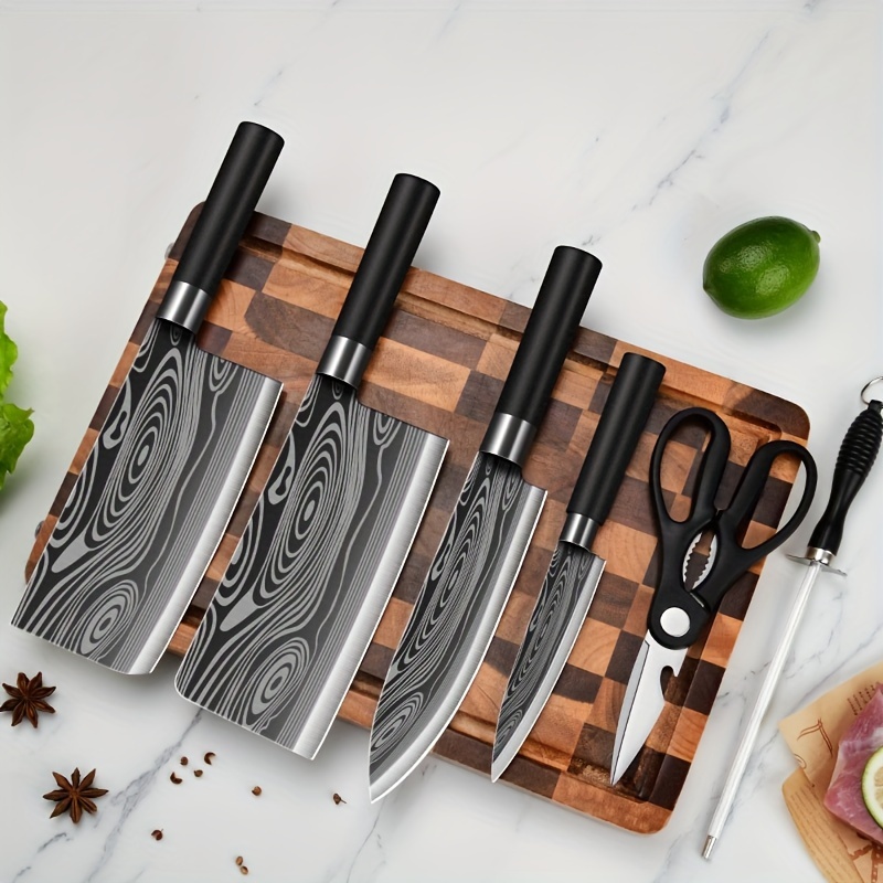 Kitchen Knife Set With Holder Household Bone Chopping Knife - Temu