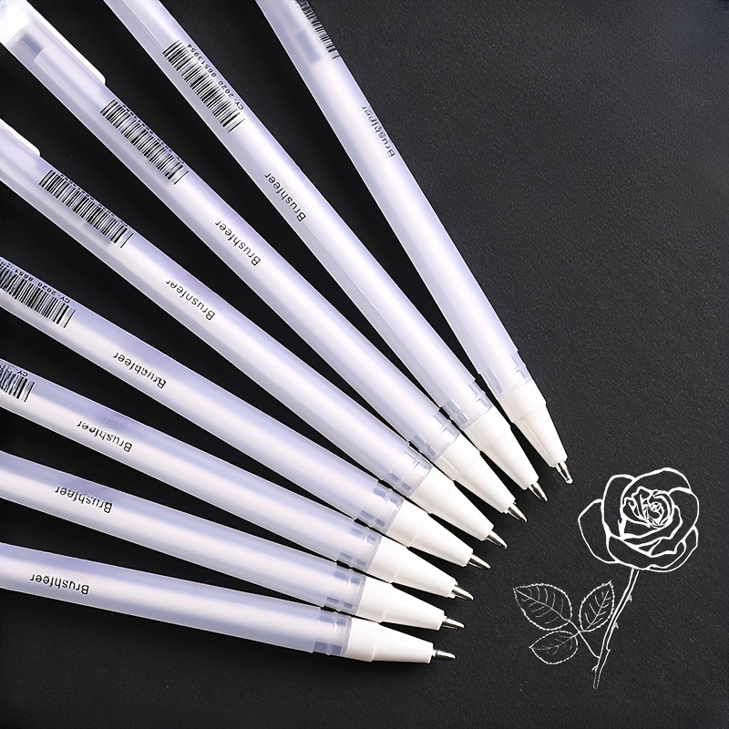 White Gel Pens for Art Drawing Sketching Writing 0.8mm White Ballpoint Pen  Highlighter（Pack of 6） : : Stationery & Office Supplies